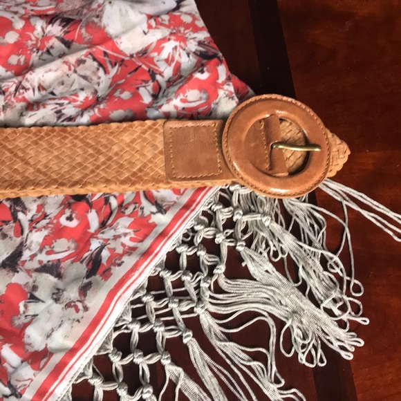 2pcs Fringed Cowl Scarf and Nine West Leather Belt - Picture 3 of 8